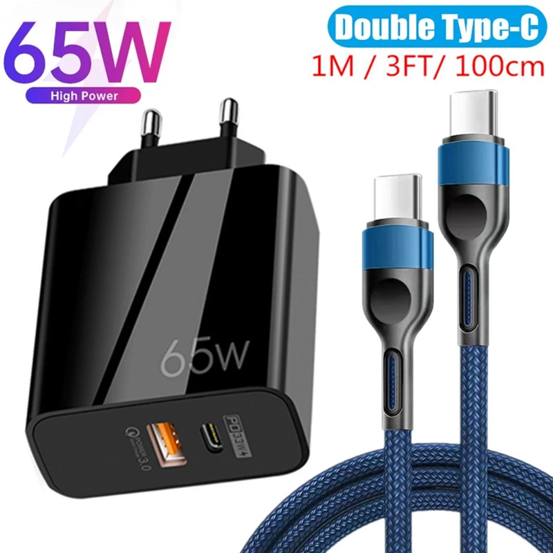 

PD 65W Fast Charge Adapter For MacBook Pro Laptop Type-C Quick Charger For iPhone 11 12 13 Pro For iPad