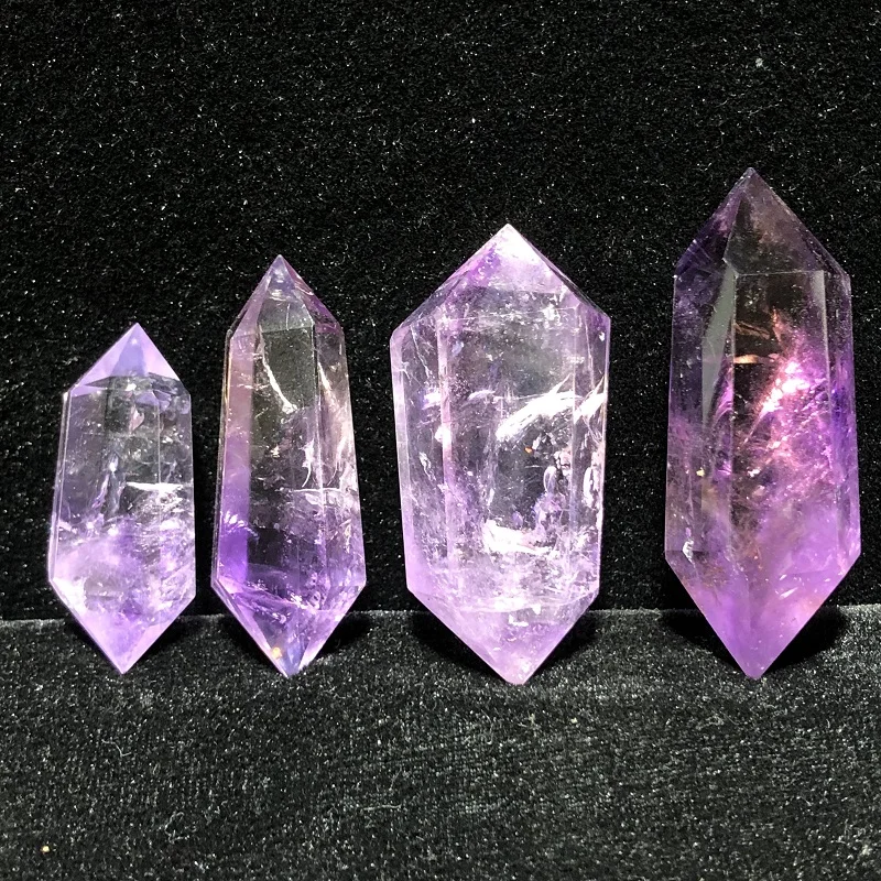 

Natural Amethyst DT Polished Double Point Reiki Crystal Quartz Healing Crystals Home Decoration Tower Stone Handicraft Points