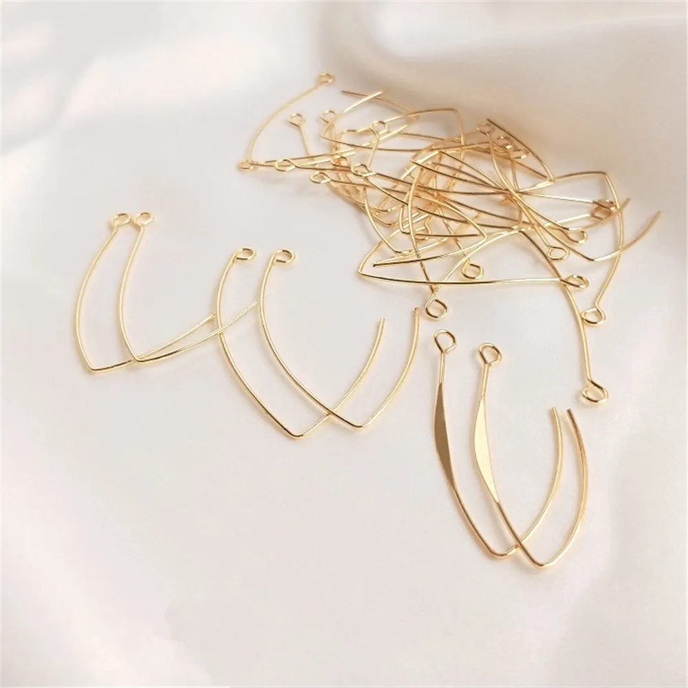 

14K Gold Filled Plated Ear hook large V word long ear hook temperament INS tide earrings making materials DIY ear accessories