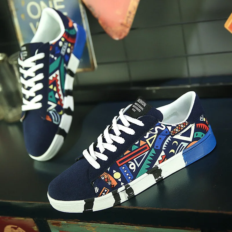 New Men Sneakers Casual Shoes Mens Fashion Printing Flat Tenis Masculino Vulcanized Shoes Zapatos De Hombre