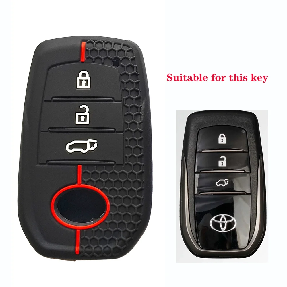 

3-кнопочный силиконовый автомобильный держатель для ключей, чехол-чехол, брелок для Toyota Corolla Hatchback Yaris Cross Hilux LC200 LC250 LC300