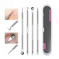 4pcsset stainless steel blackhead removal kit acne blemish pimple extractor remover needles cosmetic face cleaning tool