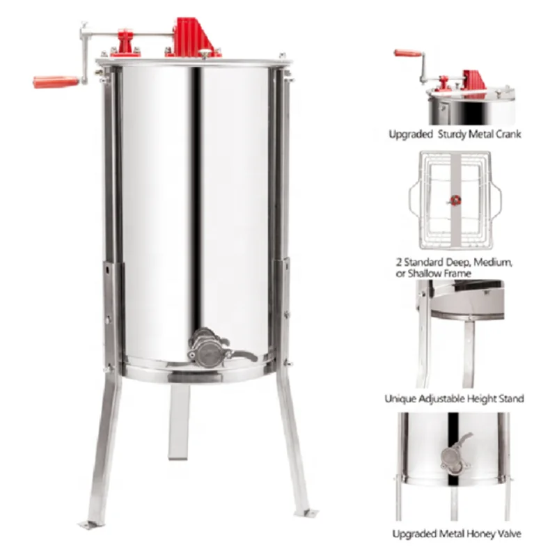 

Food Grade 201 & 304SS Or Full 304SS 2 Frame Manual Bee Honey Extractor Centrifuge Machine