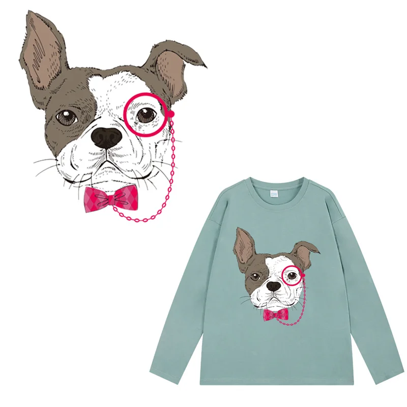 

TuQiang Washable Dog Applique Heat Transfer for Kids Clothes Cute Cartoon Iron-On Transfers Animal Thermo-Sticker On Clothes