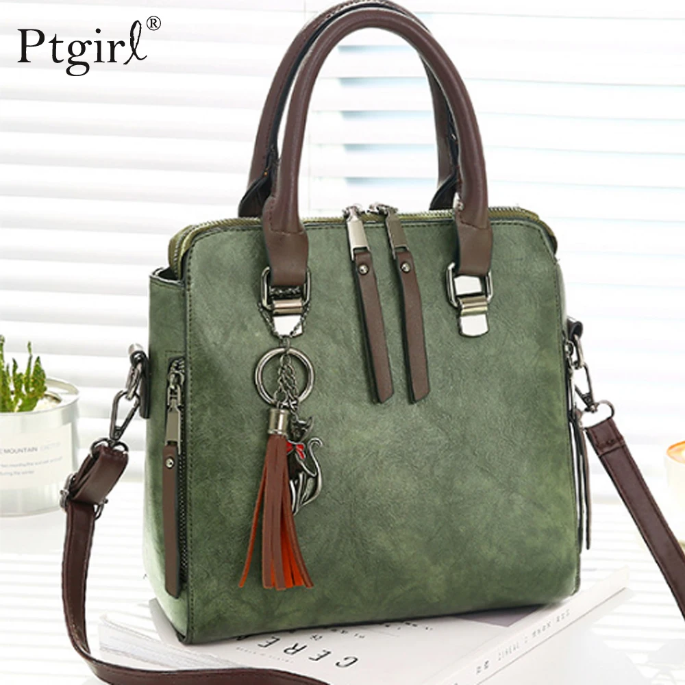 Vintage PU Leather Ladies HandBags Women Messenger Bags TotesTassel Designer Crossbody Shoulder Bag Boston Hand Bags Hot Sale