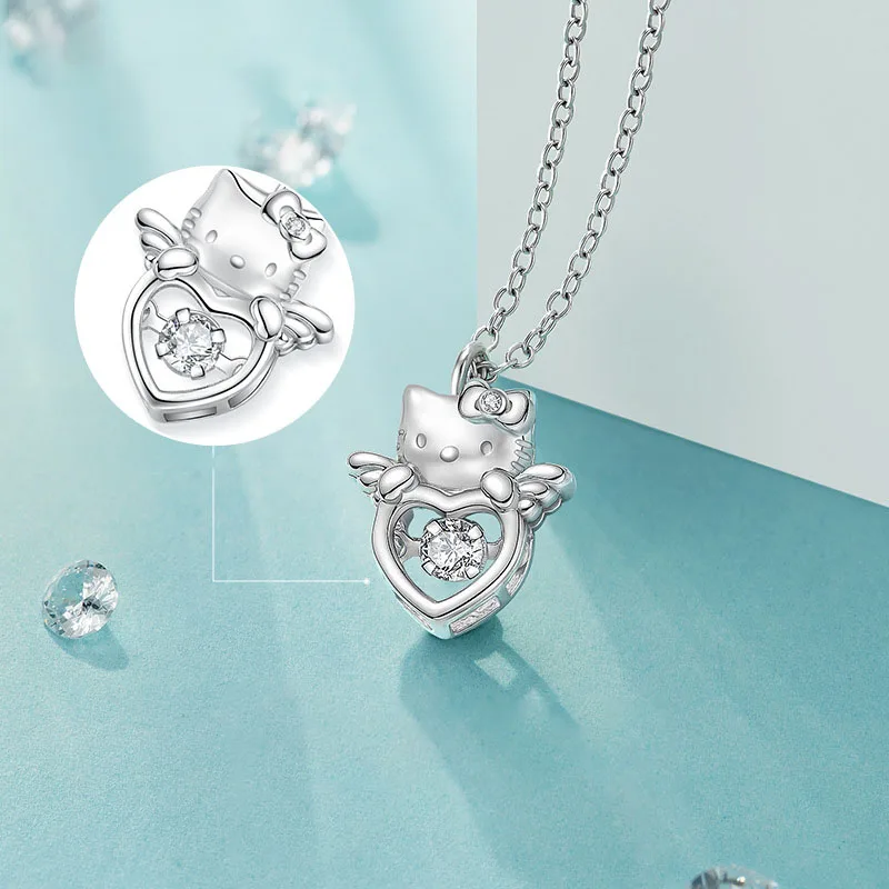 

Sanrios Anime New Necklaces Hellokitty Cinnamoroll S925 Silver Colorfast Sobriety Cartoon Accessories Gift Box Packaging Gifts