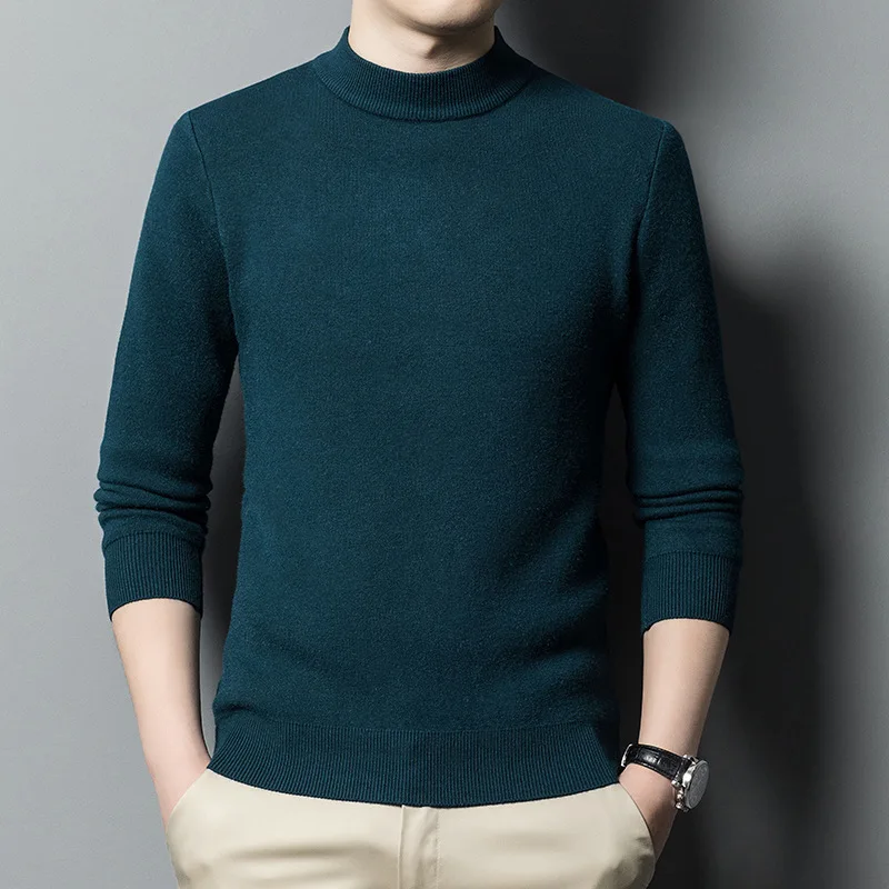 2023 Autumn New Daily Slim Slim Slim Half High Collar Young and Middle-aged Sweater Men