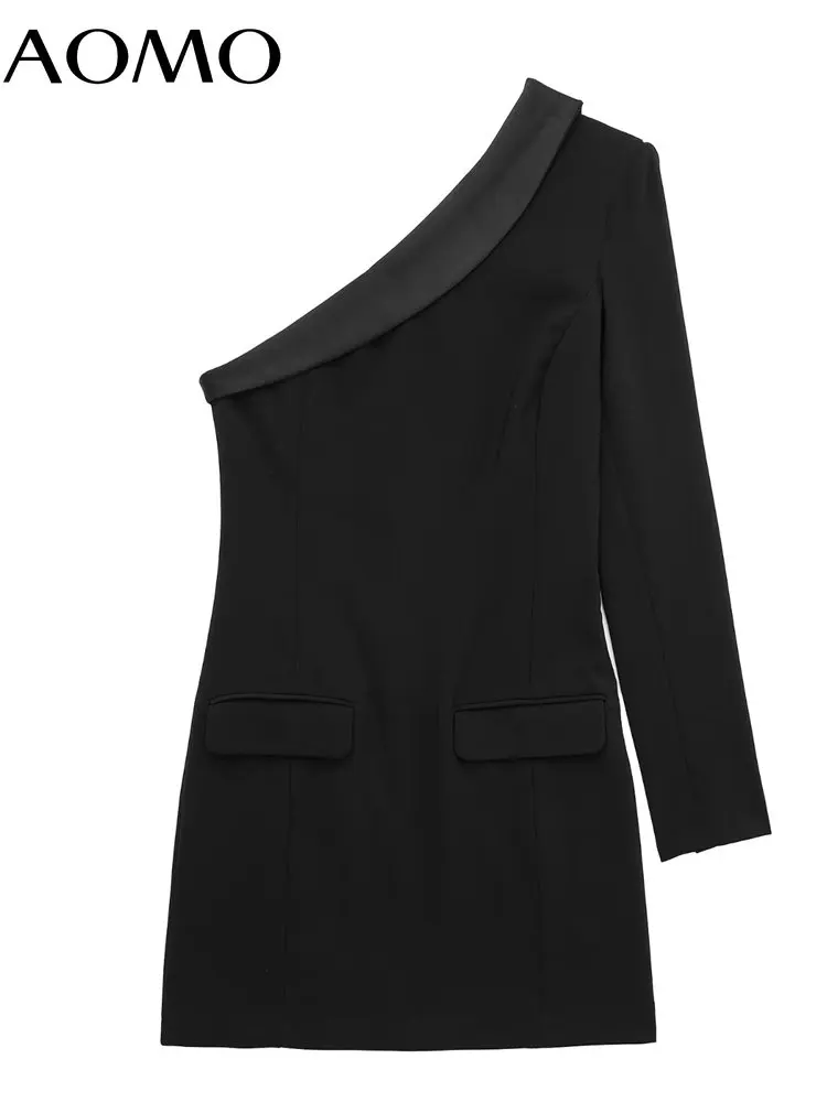 

AOMO 2022, модное женское Новогоднее платье с открытыми плечами, женское мини-платье с длинным рукавом JE86A