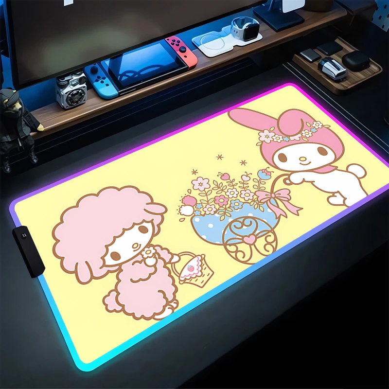 Большой игровой коврик для мыши RGB My Melody ноутбука с подсветкой клавиатуры