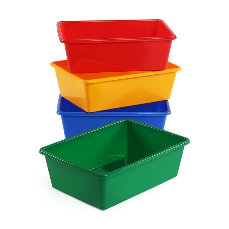 

Primary Colors Large Plastic Storage Bins, Set of 4 Trash can Automatic trash can Black square bathroom trash can Hanging kitche