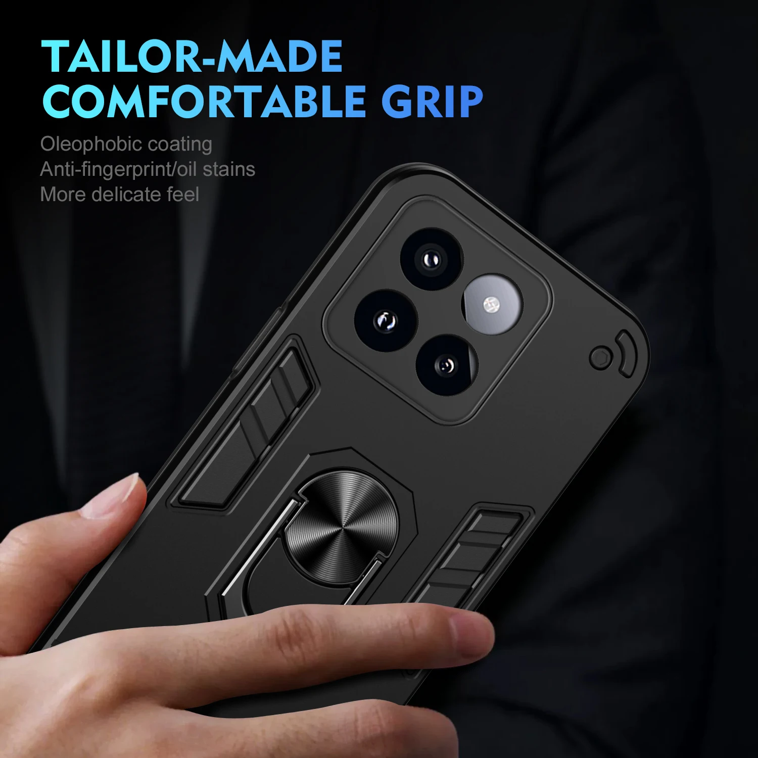 Бронированный чехол для Xiaomi 14 Pro 14Pro автомобильный Магнитный кольцевой держатель