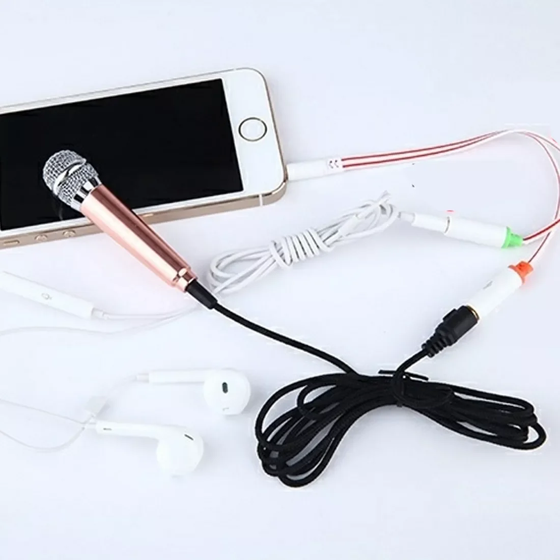 

4color Mic KTV Karaoke Mini Microphone For Cell Phone Portable 3.5mm Stereo Studio Laptop PC Desktop 5.5cm*1.8cm Small Size-30