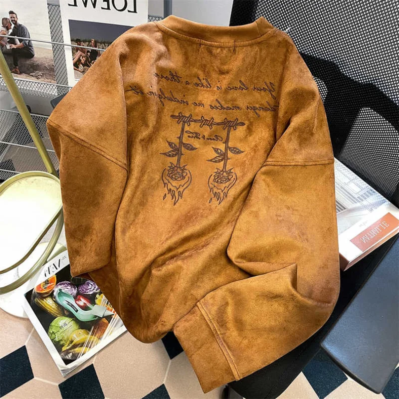 

Женская свободная куртка с вышивкой в американском стиле, в стиле ретро, в гонконгском стиле, для весны и осени