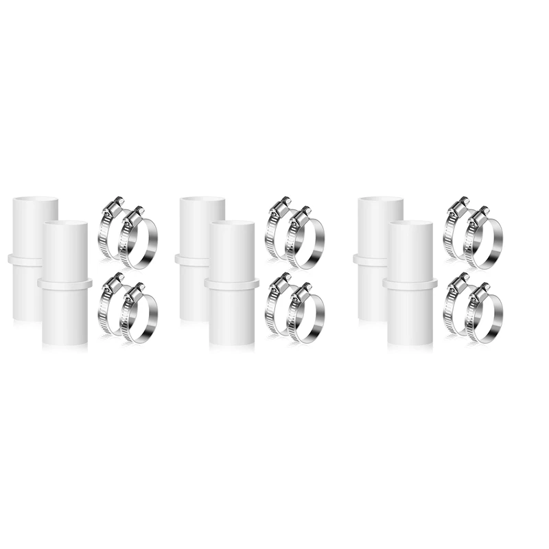 

6 Pieces Washing Machine Drain Hose Connectors Washer Extension Adapter With 12 Pieces Drain Hose Clamps