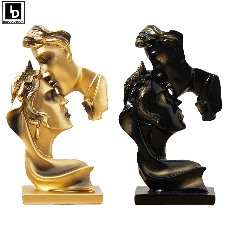 

Lover Couple Bust Statue Figurines Sculpture Desk Ornaments Anniversary Gift Room Home Maison Wedding Decoration Accessories