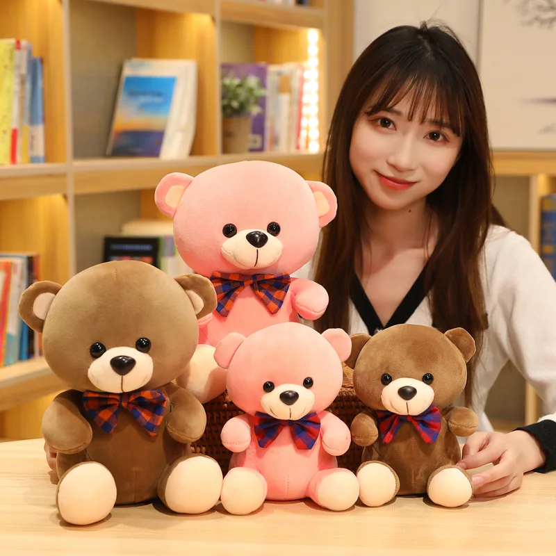 

1 шт. 18/28 см Kawaii Tie Teddy Bear Плюшевые игрушки Милые мишки куклы с сердечком мягкие игрушки-животные для детей девочки рождественские подарки