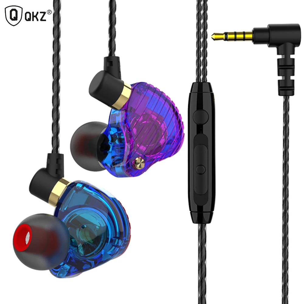 Наушники QKZ SK3 с микрофоном, двойная строка, Hi-Fi, бас, музыка, IEM, спортивные игровые проводные наушники для смартфона