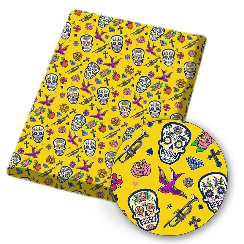 

Polyester Cotton Fabric Anime Printed Cloth Fabrics Skull Characters Sheet for Dress DIY Mask Bag Needlework Sewing 45*145cm/pc
