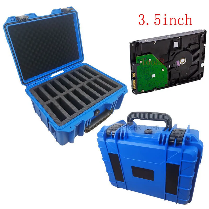 

3.5inch waterproof Hard Drive Case Multi-Protection HDD Storage Box Suitcase With Foam Hard Drive Carrying Case Anti-Static