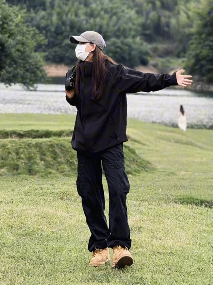 Американские черные комбинезоны Мужская Черная куртка воина подходящие брюки