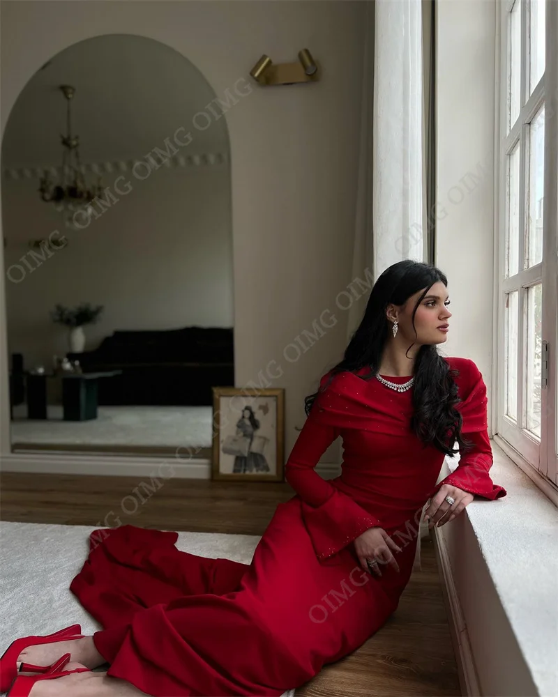 Элегантное плиссированное платье OIMG для выпускного вечера атласное вечернее