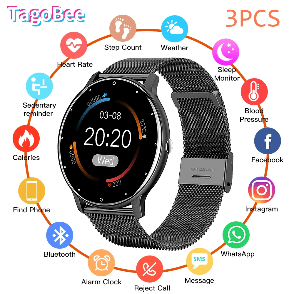 

3 шт., мужские водонепроницаемые Смарт-часы с сенсорным экраном