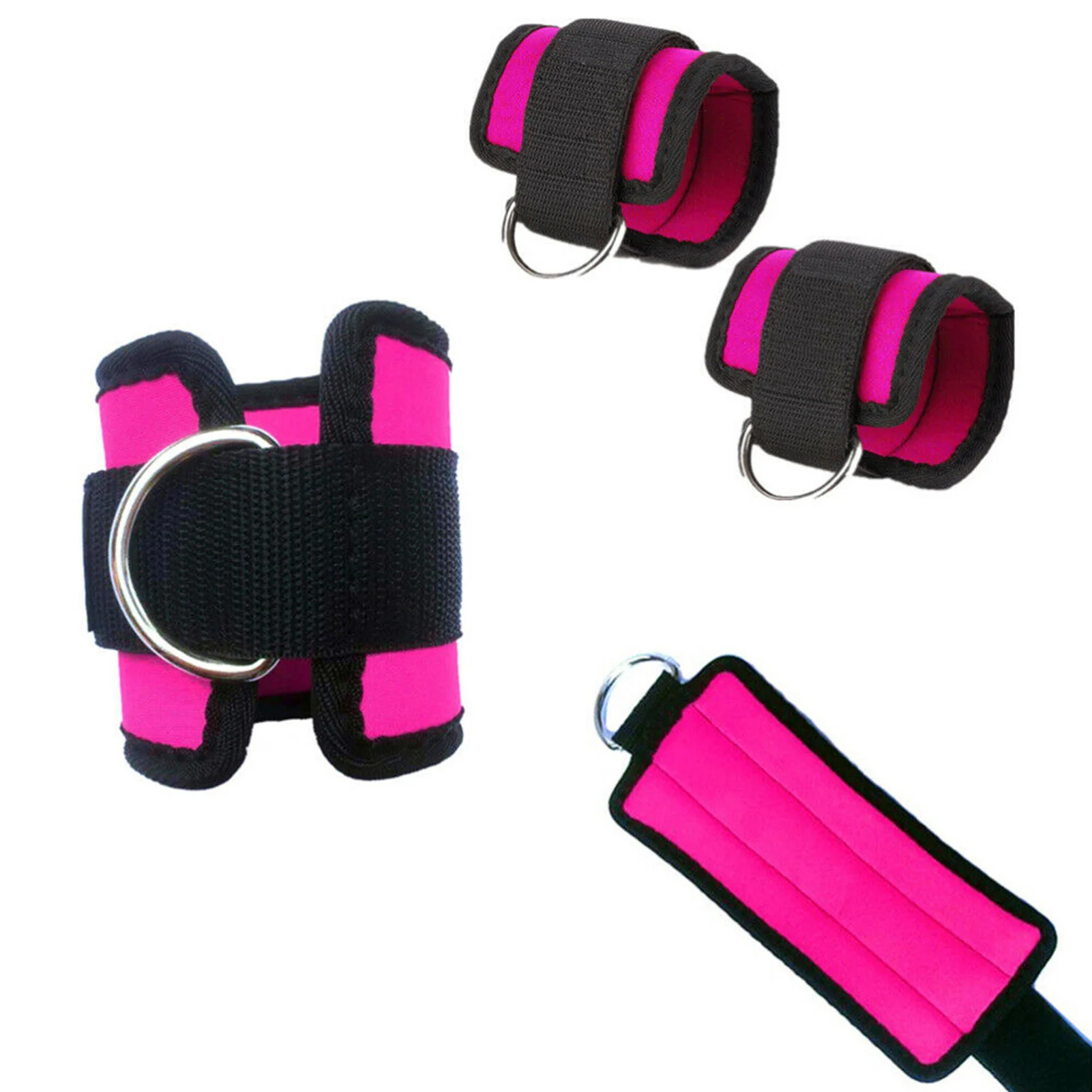 

D Rings Gym Ankle Strap Comfortable Adjustable Padded Ankle Wrist Cuffs for Glute Workouts Lower Body Exercises