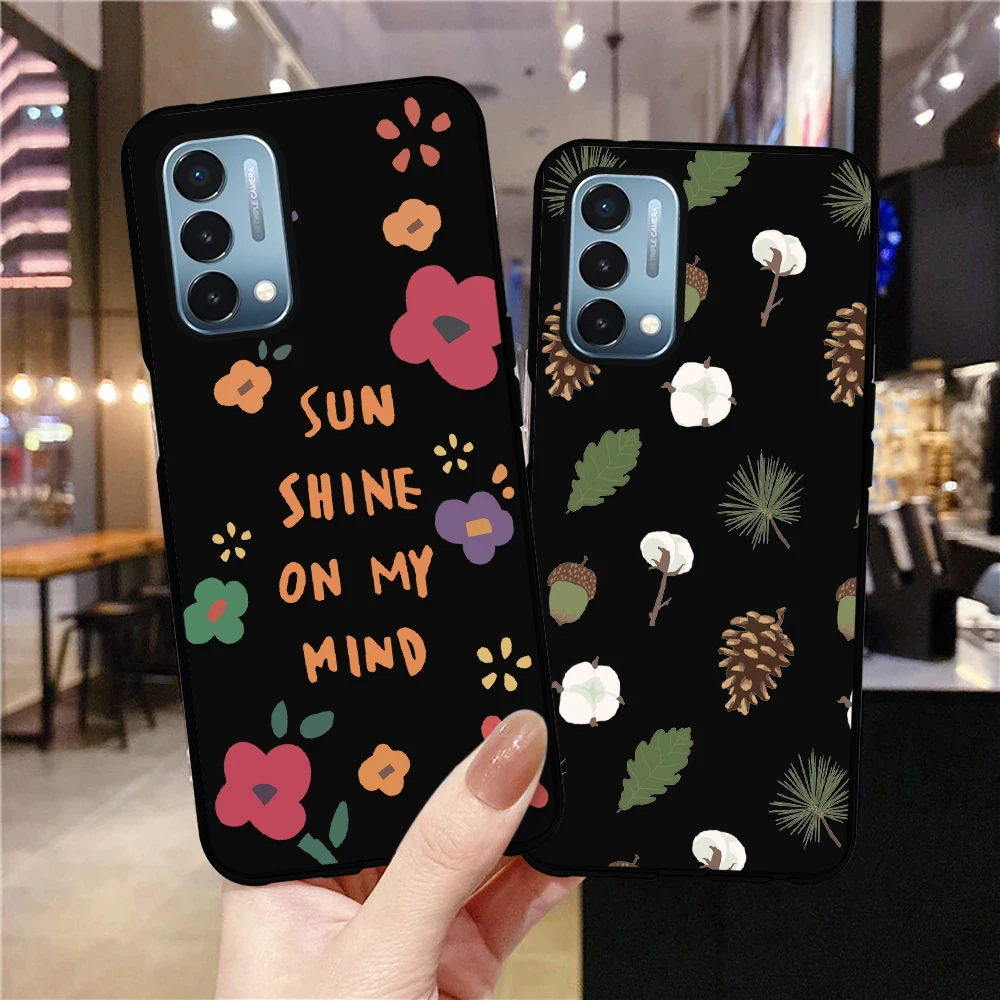 

Flowers Text Label Case for Oneplus 9Pro 8Pro 8T 5T Z 10T Nord N20 N10 CE 2 5G N100 10Pro 9R 6 6T 7T 7 Pro Soft TPU Cover Coque