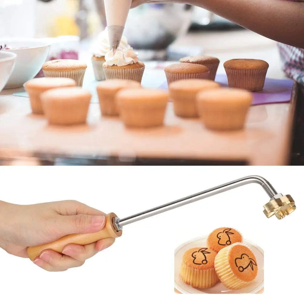 

Cake Sandwich Logo Branding Iron Brass Mold with Handle Fire-burning Copper Stamp Wood Leather Bread Beef Meat BBQ DIY Mold