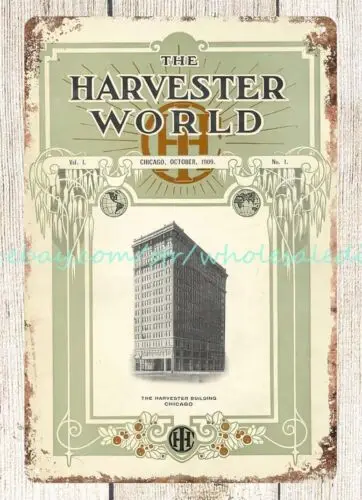 1909 сборщик World International IHC barnyard farm house металлический жестяной знак