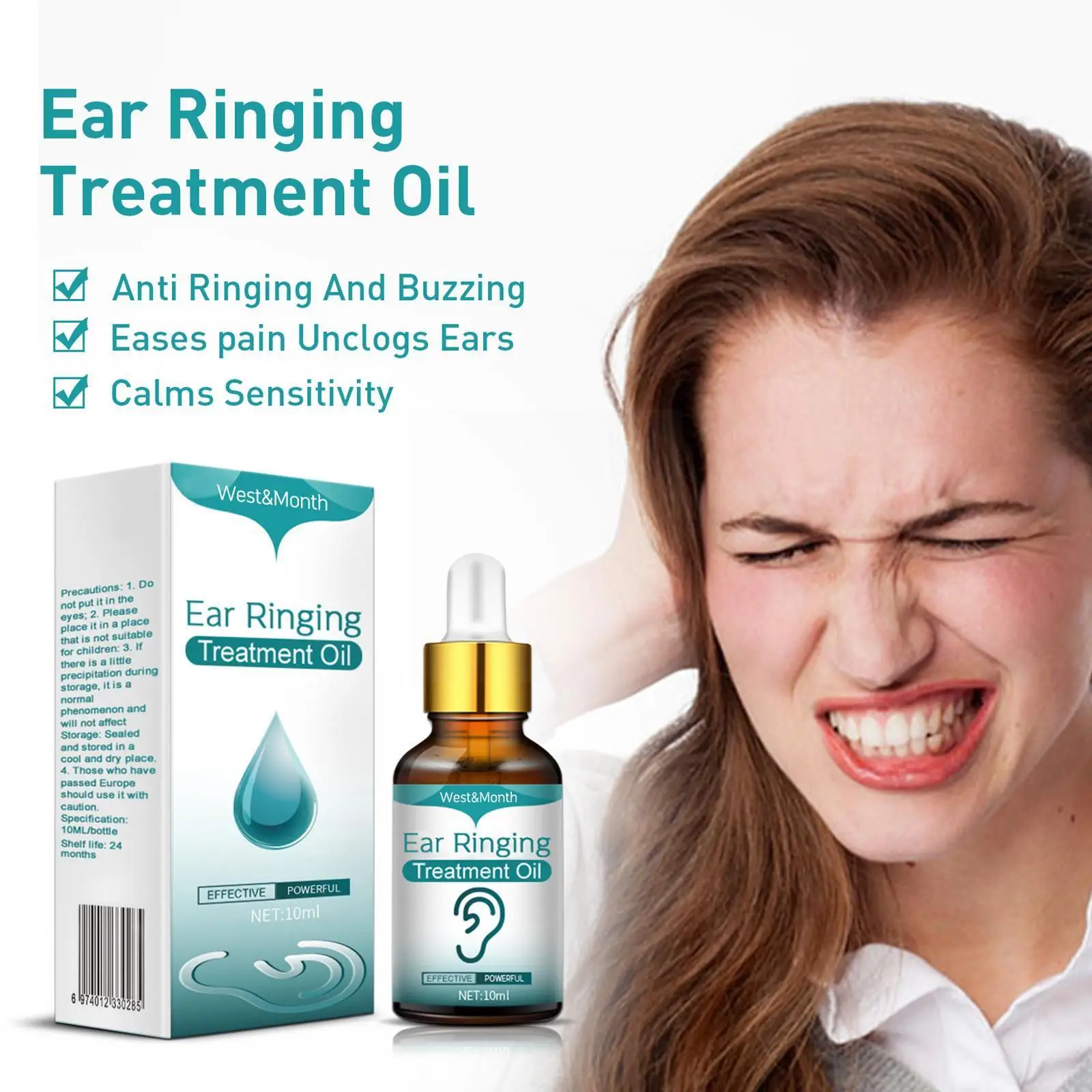 

10ml Ear Ringing Relieving Drops Treatment Ear Hard Health Symptoms Oil Hearing Treatment Care Alleviate Tinnitus Earache L6V5