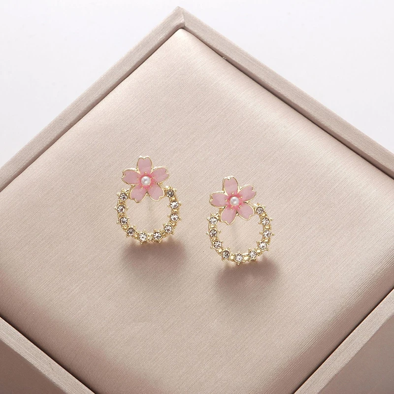 Модные розовые серьги в форме цветка сакуры для женщин аксессуары свадебной