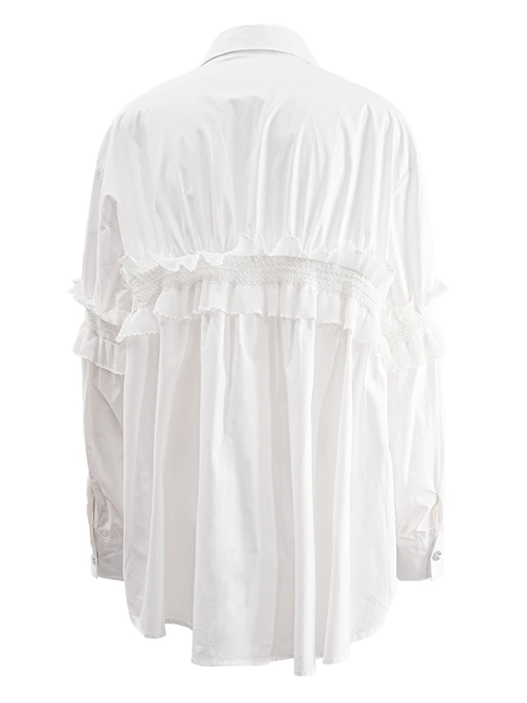 Женская блузка с длинным рукавом EAM черная элегантная рубашка отложным