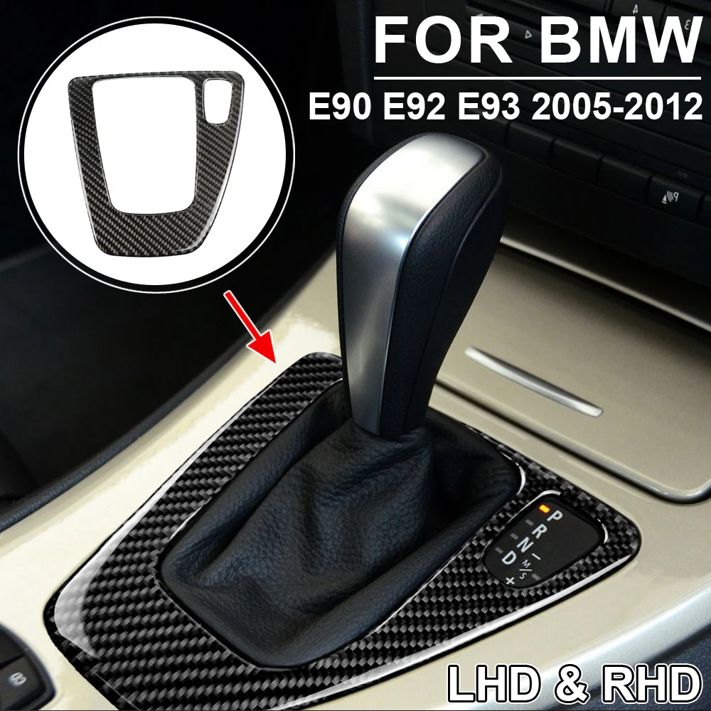 Фото Автомобильная ручка переключения передач, крышка для BMW 3 серии E90 E92 E93 2005-2012, наклейки из настоящего углеродного волокна, внутренняя коробка, наклейки №4
