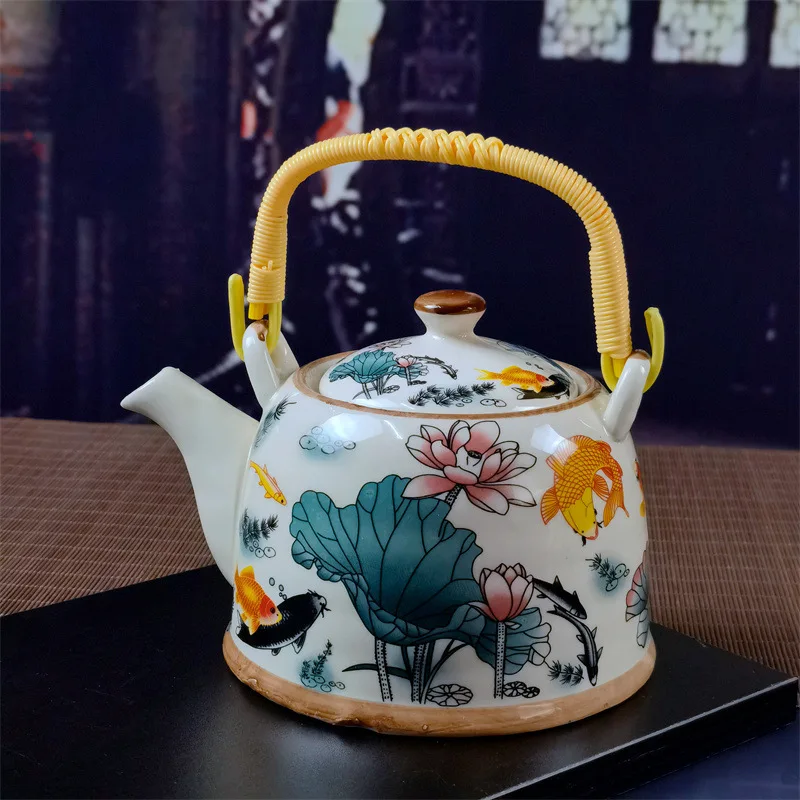 Фоточайник керамический большой емкости крутая емкость для воды голубой и белый