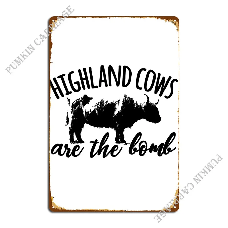 

Highland коровы, металлический плакат с табличкой, ржавая забавная стена, индивидуальный фотоплакат