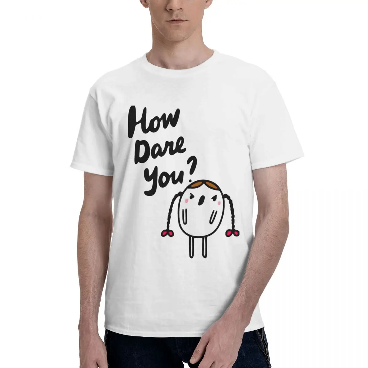 Greta Thunberg How Dare You Chibi Casual TShirt Printing Tops Leisure T Shirt Men Short Sleeve Unique Gift Clothes