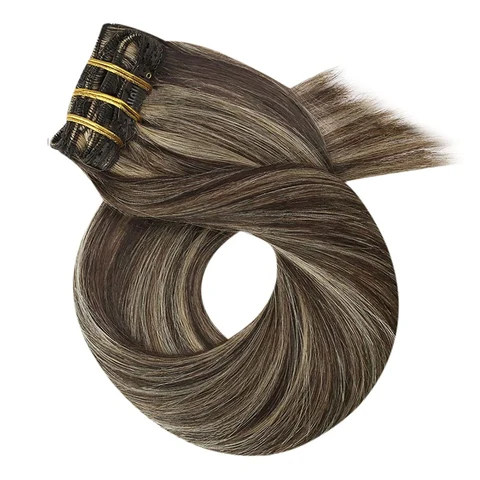 Moresoo наращивание волос на клипсе, человеческие волосы, балаяж, машина для хайлайтера, волосы без повреждений, Натуральные Прямые бесшовные 100% натуральные бразильские волосы