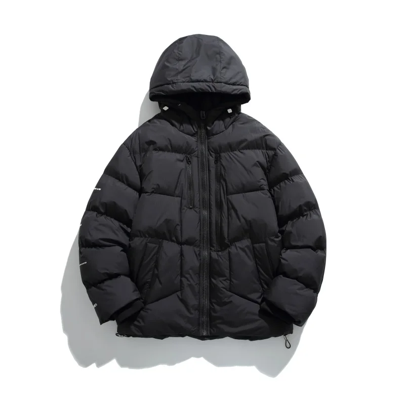 Harajuku Men's  Jacket Solid Casual Hooded Parka Coat Thickened Warm Men  Winter Cotton