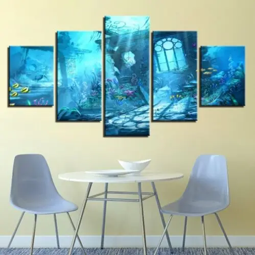 

5Pcs Underwater Paintings Art Poster HD Print Wall No Framed 5 Panel Room Decor Modern Abstract Pictures 5 Pieces Canvas