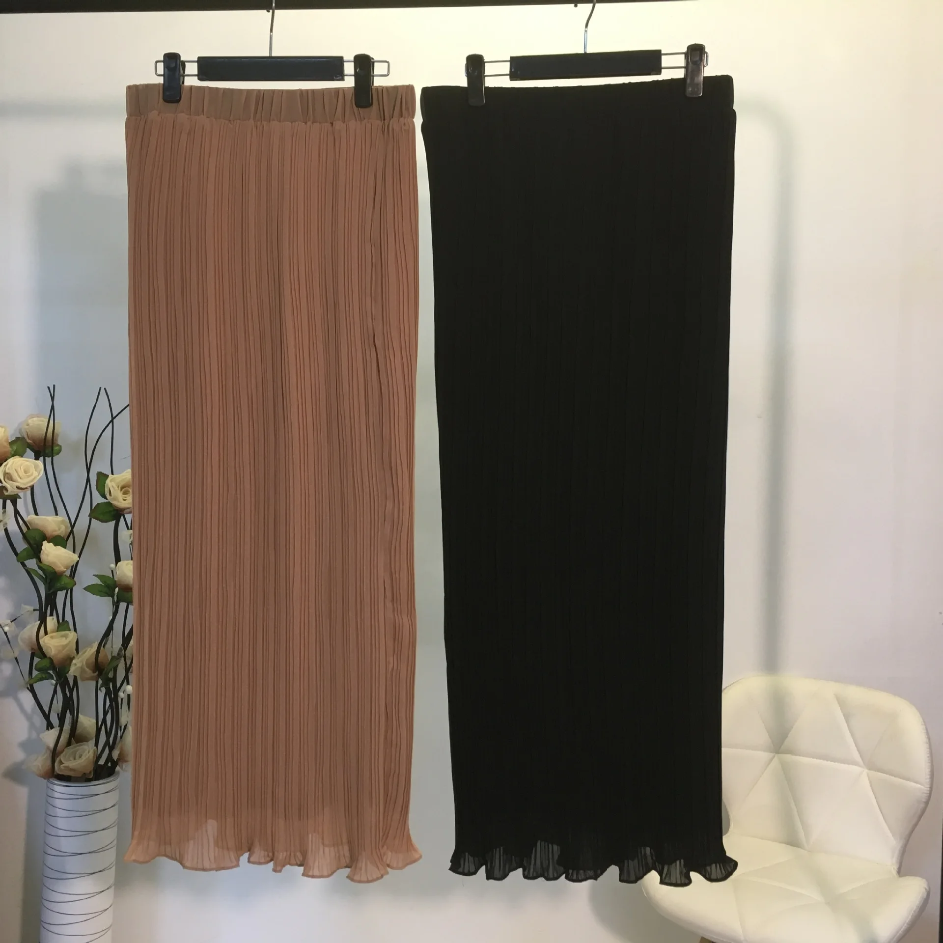 Women Muslim Pencil Long Skirt Chiffon Pleated Skirt Elastic Skirts High Waist Turkey Islamic muslim  мусульманская юбка