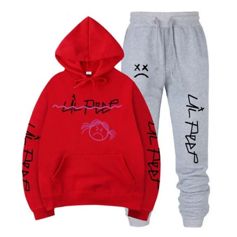 Rip Lil Peep Hoodie Sweatshirt Sets Mannen/Vrouwen Winter Warm Fleece Hoodies Sweatshirts+Joggingbroek Suits Hip Hop Trui hooded