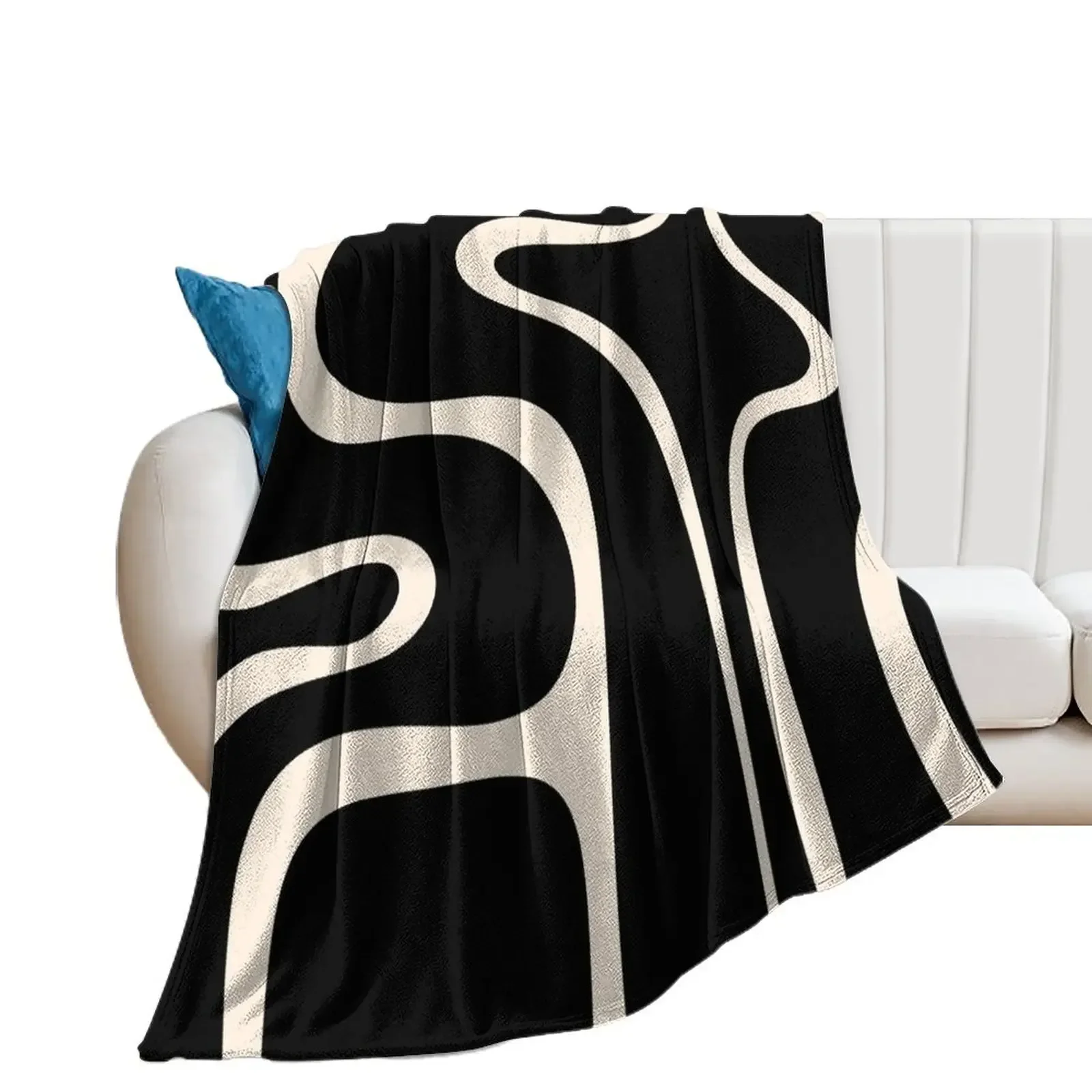 Косметическое ретро-абстрактное черно-миндалевое кремовое одеяло кровать