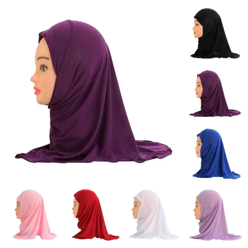 

New Soft 50cm Girls 2 to 7 years old Islamic Scarf Shawls Children Turban Kids Muslim Hijab