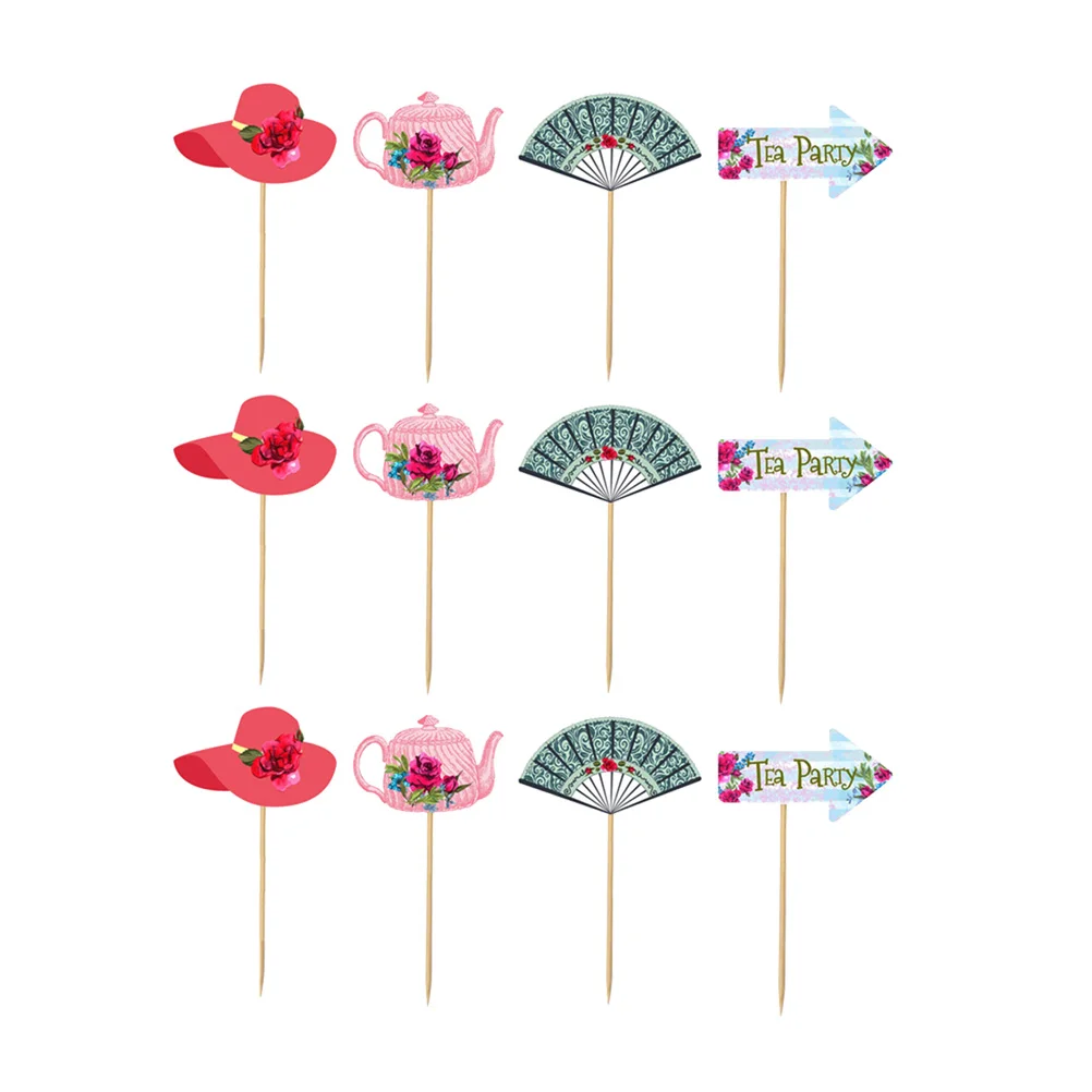 

12 Pcs Cupcake Decorating Dessert Table Decorative Supplies Picks Party Topper Cakes