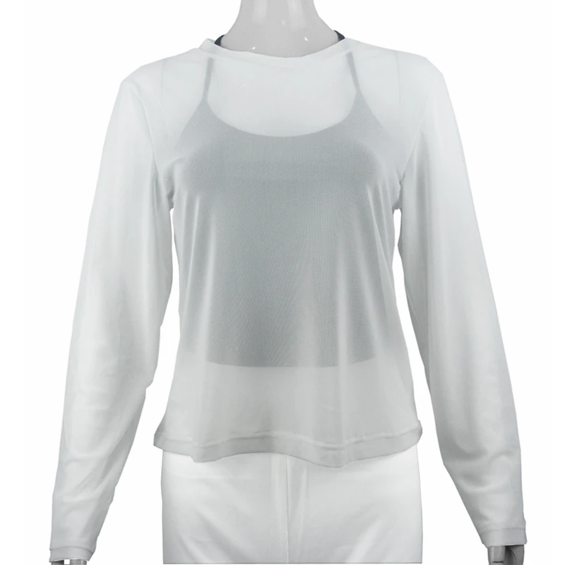 Женская Сетчатая Спортивная Футболка С Длинными Рукавами Прозрачный Топ Для