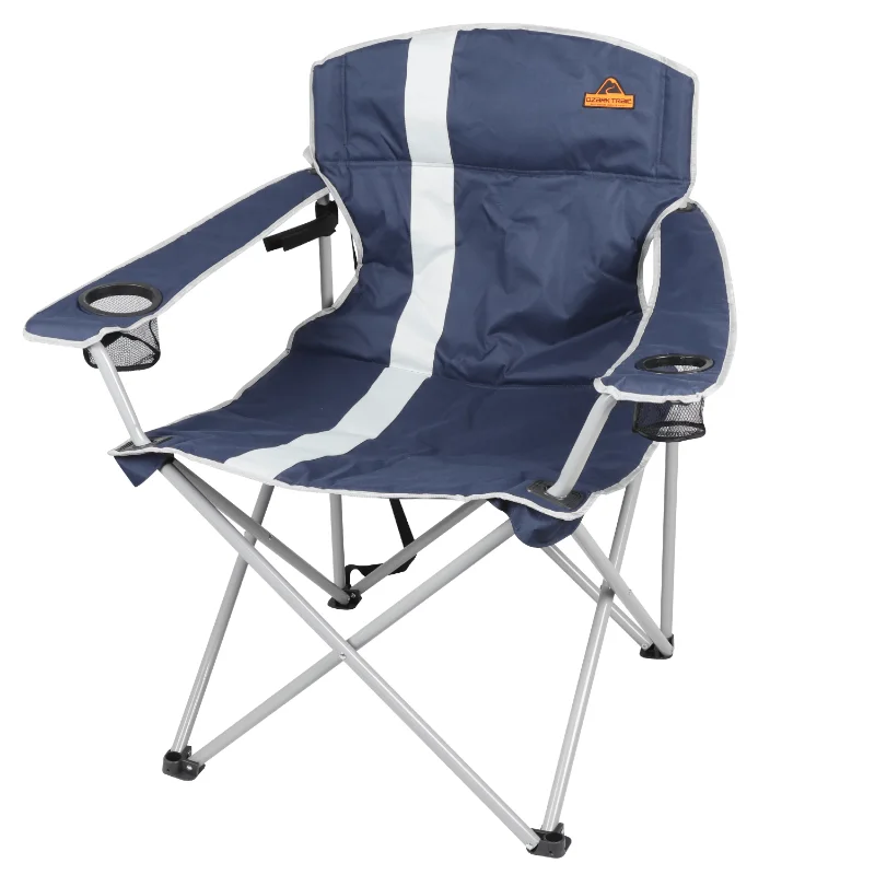 With 2 Mesh Cup Holders Pockets, Blue For Outdoor Beach Chairs Furniture Steel Frame With Umbrella Holder