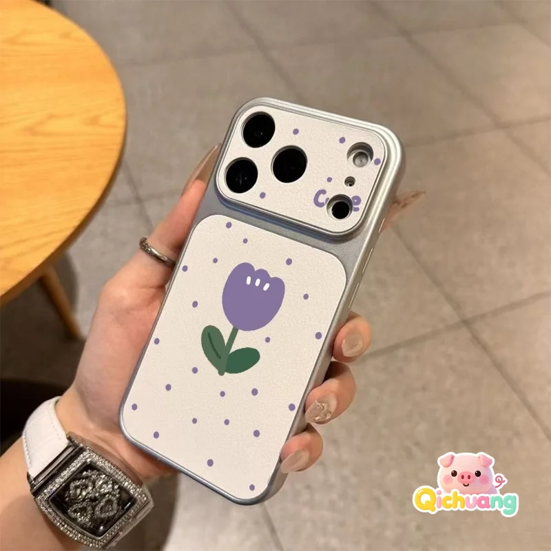 Фото Чехол для телефона OPPO A6 A6i A6S A6T A6X A5 A5M A5S A5X A5i A3 A3X A3S A3i Pro Plus A2X Pro из искусственной кожи с милым изображением фиолетового тюльпана №3
