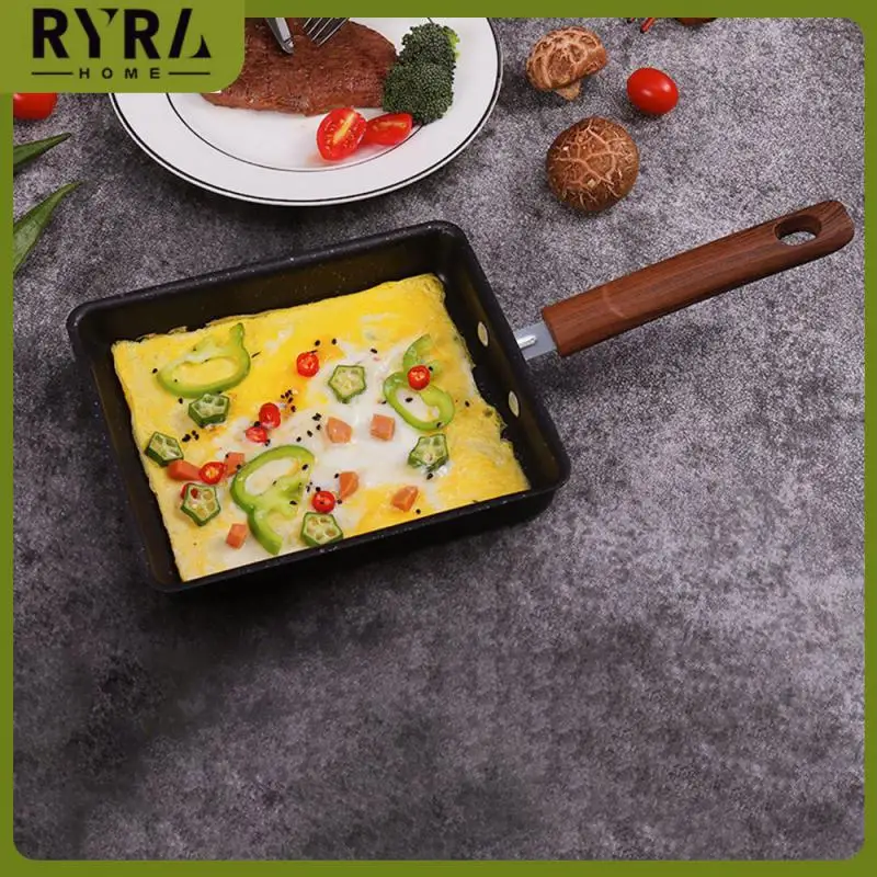 

Black Cooking Frying Pan Thickened Non-stick Pan Breakfast Make Kitchen Pot Kitchen Accessories Iron Japanese Style Square Pan