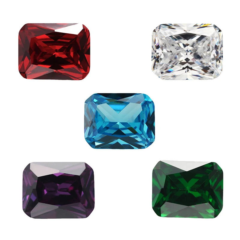 

White SeaBlue Garnet Amethyst Green Mix 5 Color Octangle Cut Cubic Zirconia Stone Loose CZ Stones 5A Synthetic Gemstone